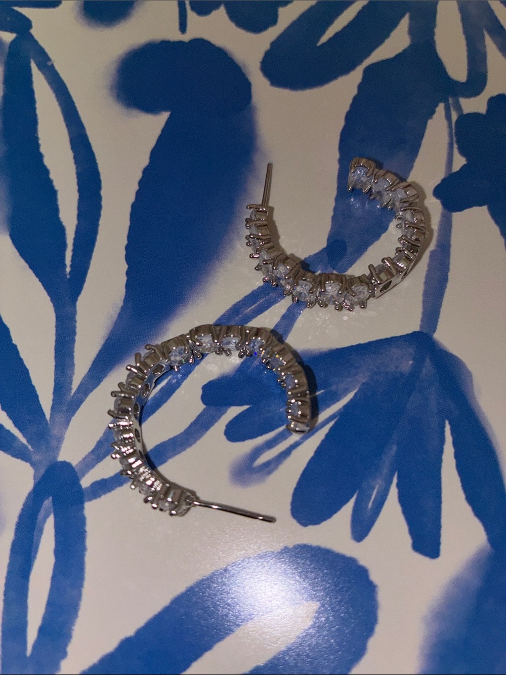 Silver Crystal Hoop Earrings - Women Jewelry